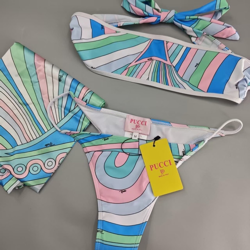 Emilio Pucci Blue Split Bikini Swimsuit - Picture 4 of 4